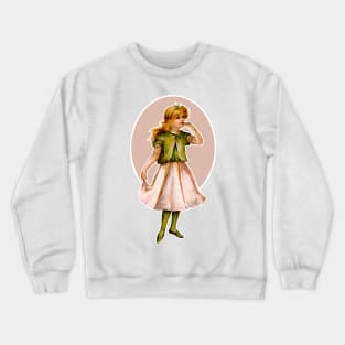 Little blonde girl in pink clothes Crewneck Sweatshirt